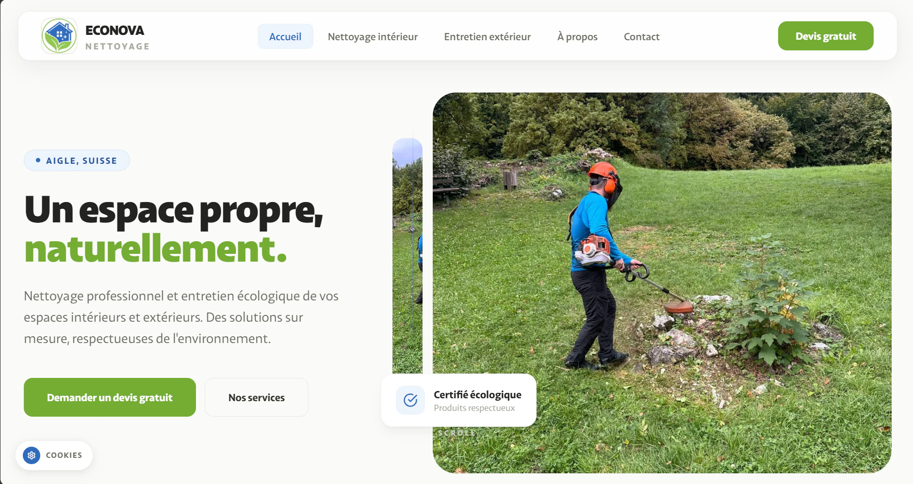Econova Nettoyage — nouvelle page d'accueil