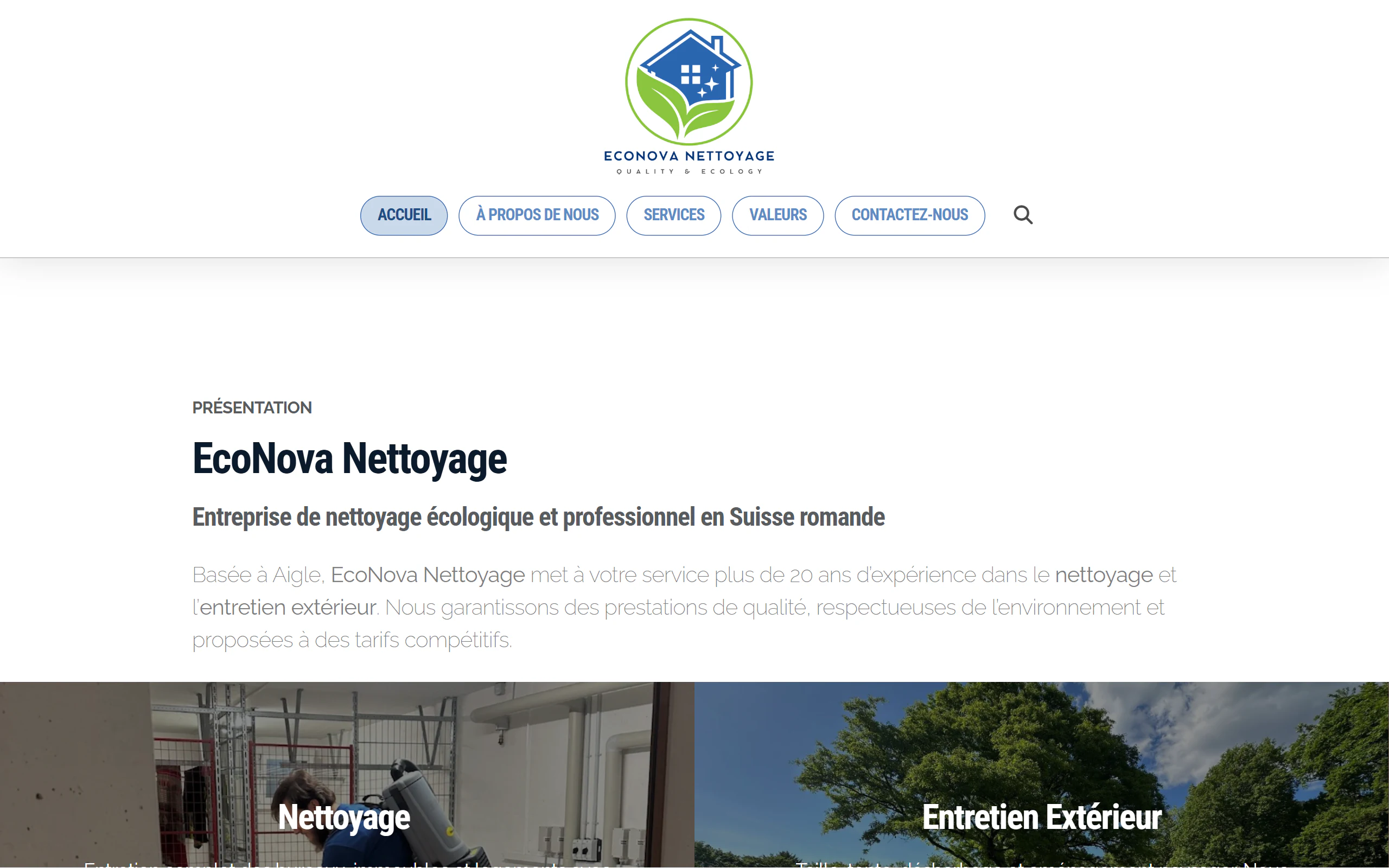 Econova Nettoyage — ancienne page d'accueil