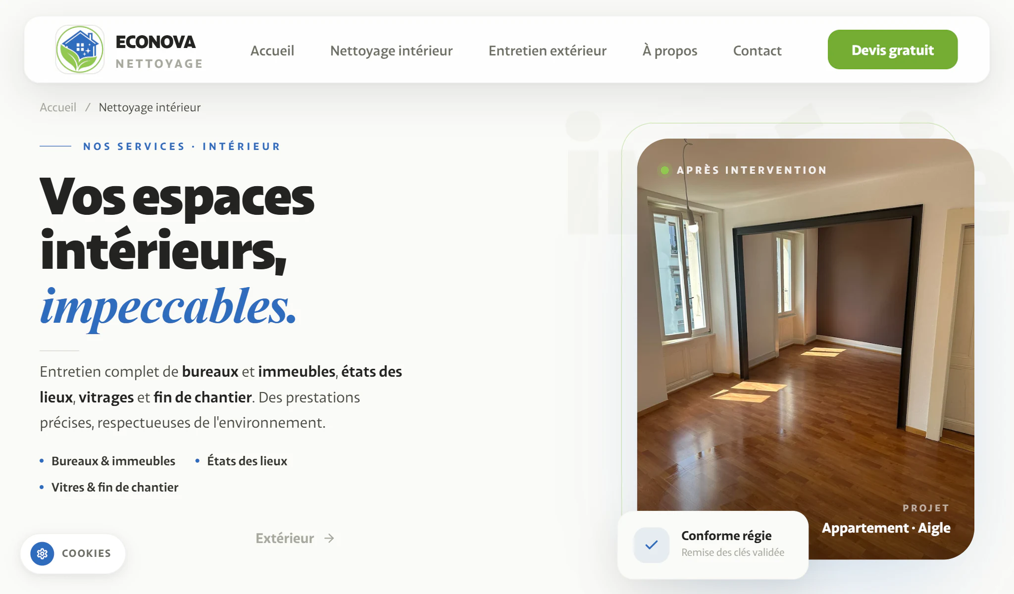 Econova Nettoyage — nouvelle page services