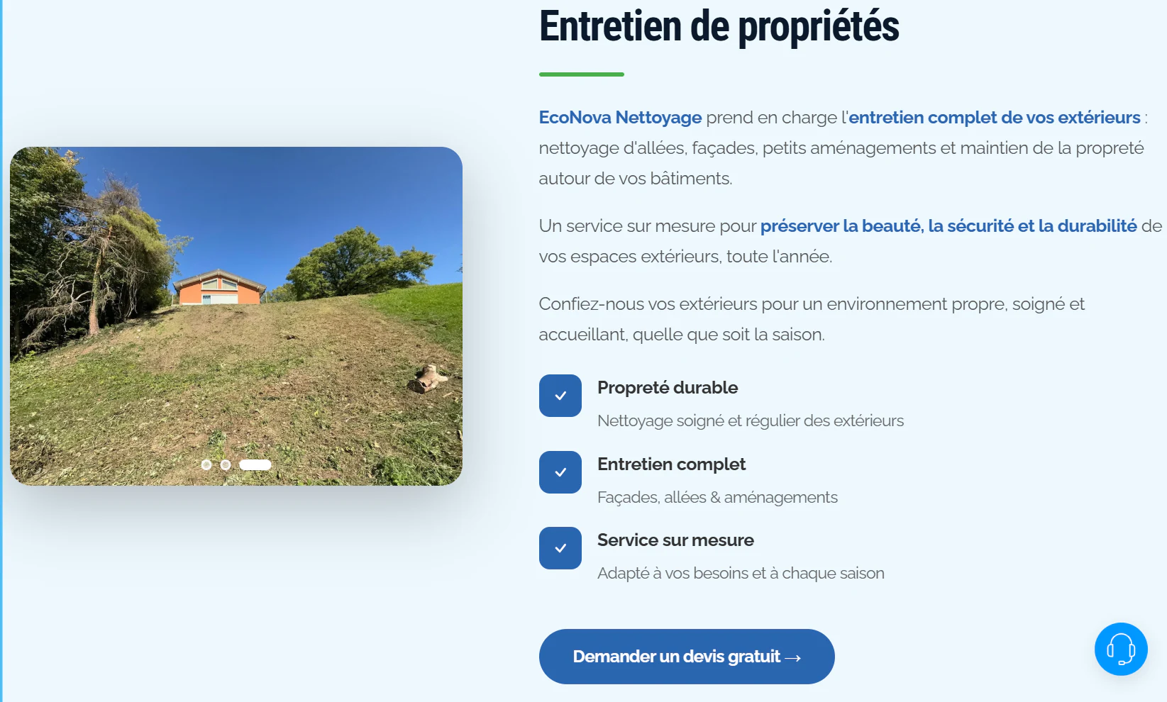 Econova Nettoyage — ancienne page détail d'une prestation