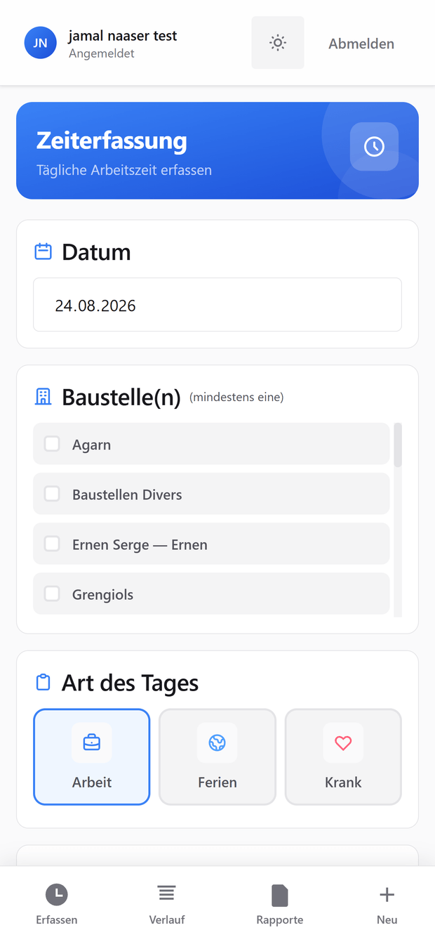 Le pointage sur téléphone, sur le chantier