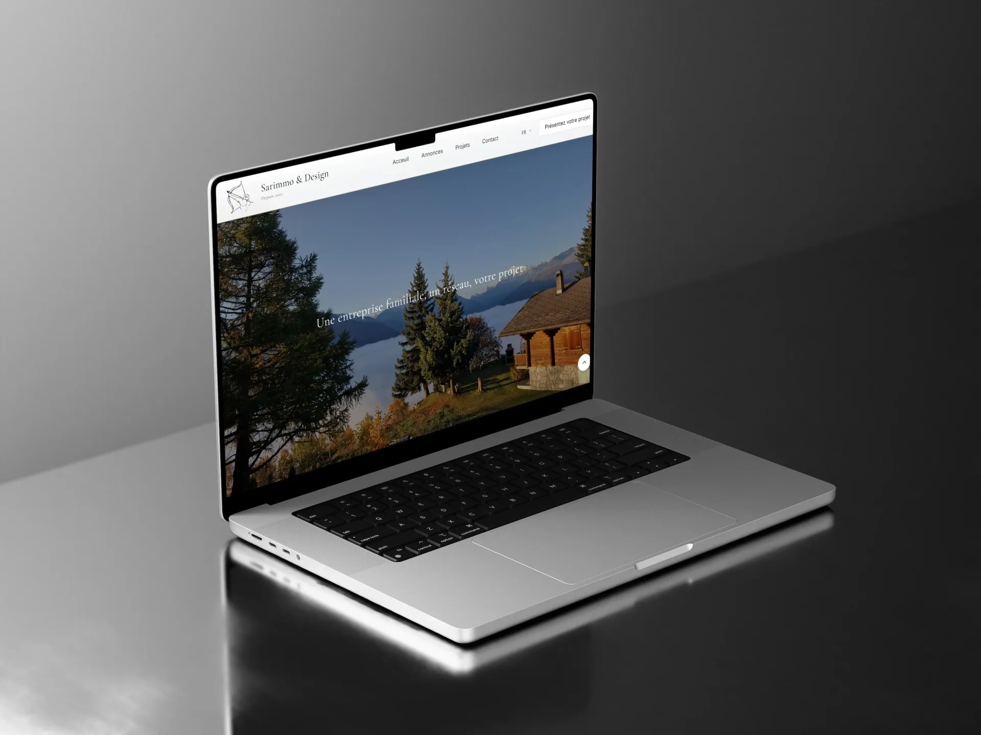 Sarimmo — accueil mockup laptop