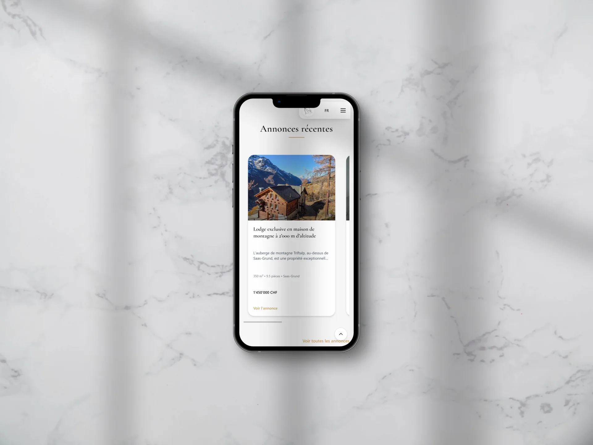 Sarimmo — annonces récentes mobile sur marbre