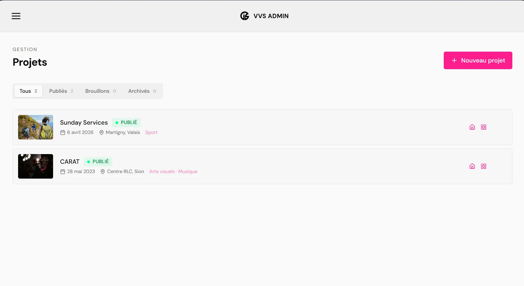Valeur Sûre — back-office gestion des projets