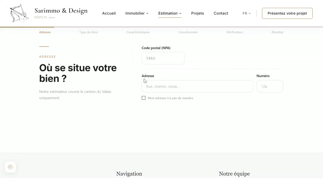 L'étape « Où se situe votre bien ? » du parcours d'estimation